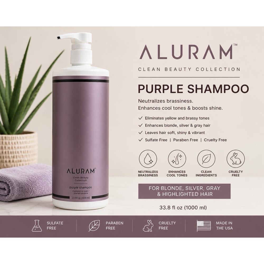 ALURAM Purple Shampoo 33.8 fl oz Blonde Silver Gray Hair Sulfate Free